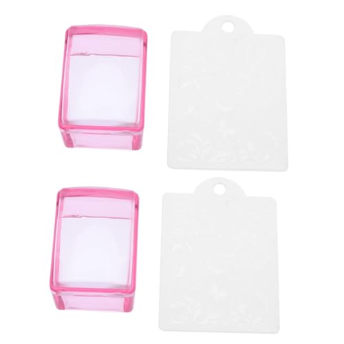 Healvian 2 Stück Transparentes Langlebiges Silikon Nagelstempel Set mit Roter Stempel und Dünnem Schaber Elastisch für Präzises Nail Art Stamping für DIY Maniküre und Gelnägel von Healvian