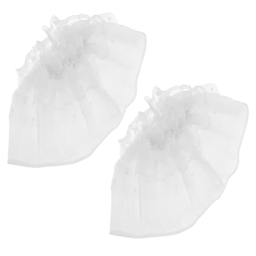 Healvian 2stücke Weisse Handgelenkmanschetten Aus Spitze Abnehmbare Plissierhemdärmel Lolita-style Für Damen Und Mädchen Hornförmig Hochzeit Weiß Einfach Zu Tragen von Healvian