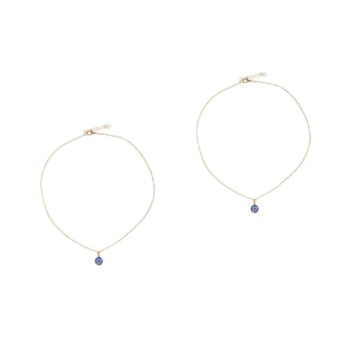 Healvian 2 Stück Türkisches Schutzamulett Halskette mit Blauem Auge Anhänger Goldfarbener Glücksbringer Schmuck für Frauen Modisches Boho Design Vielseitig Kombinierbar von Healvian
