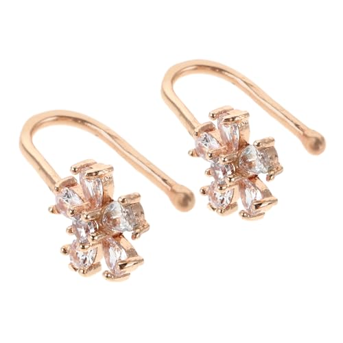 Healvian 2 Stück U förmige Fake Nose aus Kupfer mit Zirkonia Schmerzfreie Nasenringe im Blumen design für Damen Langlebiger Hypoallergener Modeschmuck für Party und Alltag von Healvian