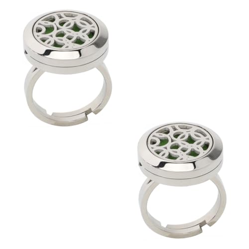 Healvian 2 Stück Unisex Verstellbarer Offener Ring Ätherischer Öl Diffusor Schmuck Vintage Design für Damen und Herren von Healvian