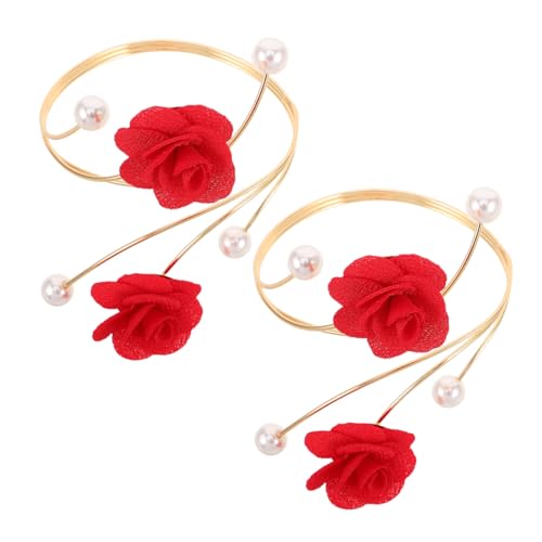 Healvian 2stücke Blumen-armreif Für Damen Verstellbares Armband Mit Perlenmuster Metall-schmuck Für Oberarm Offenes Design Für Partys Und Hochzeiten Flexibler Manschette Für von Healvian