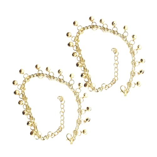 Healvian 2 Stück Verstellbare Damen Fußkettchen mit Glocken Mehrschichtiger Fußschmuck für Sommer Strand Stilvolle Knöchelarmbänder mit Klarem Glockenton Verstellbar und Angenehm Tragbar von Healvian
