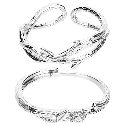 Healvian 2 Stück Verstellbare Rosen Paarring Leicht und Robust Romantisches Design für Verlobungsringe und Liebesgeschenke Teiliges für Damen und Herren Valentinstag und Jahrestag von Healvian