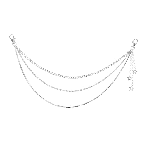 Healvian 2 Stück Verstellbare Taillenkette mit Stilvollem Stern Design Robuste Metall Hosenkette Verstellbarer Verschluss Vielseitig für Damen und Herren für Jeans und Streetwear von Healvian