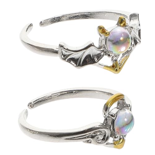 Healvian 2 Stück Verstellbarer Damenring mit Edelstein Design Eleganter Verlobungsring Edles Fingeraccessoire für Hochzeit Jubiläum und Besondere Anlässe von Healvian