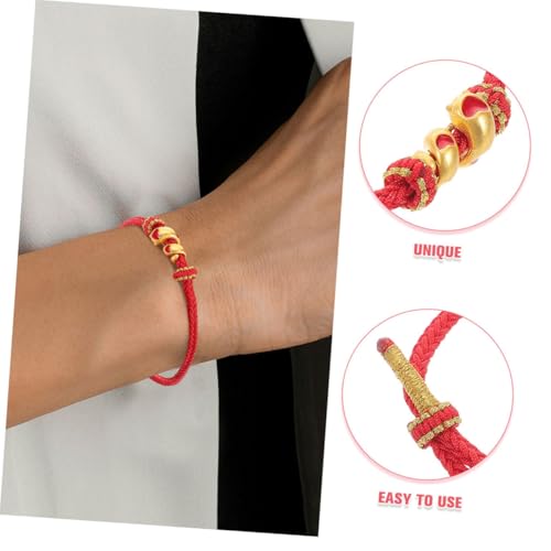 Healvian 2 Stück Verstellbares Armband Jahr der Schlange Rotes Seil Chinesisches Neujahrs Glücksarmband Handgefertigt Langlebig Für Damen und Herren von Healvian