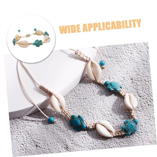 Healvian 2 Stück Verstellbares Boho Fußkettchen Damen mit Muschel und Schildkröten anhänger Handgefertigtes Strand Sommer Armband für Urlaub und Meeresschmuck von Healvian