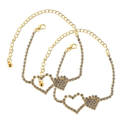 Healvian 2 Stück Verstellbares Fußkettchen mit Herz Anhänger und Funkelnden Strasssteinen Modischer Schmuck für Frauen Komfortabel für Strand Party und Sommerliche Outdoor Aktivitäten von Healvian