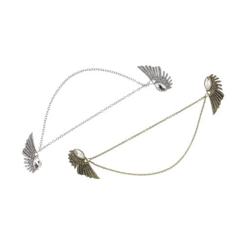 Healvian 2 Stück Vintage Angel Wing Kragenspangen für Strickjacken und Pullover Elegante Broschen mit Flügelanhängern Vielseitige Clips für Cardigans Schals Mäntel Hemdkragen Unisex von Healvian