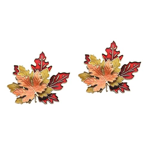 Healvian 2 Stück Vintage Brosche Ahornblatt Anstecknadel Dreilagiges Design Legierte mit Tropföl Beschichtung Eleganter Modeschmuck für Kleidung Pullover Taschen zu Weihnachten und von Healvian