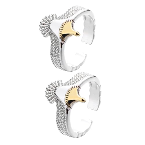 Healvian 2 Stück Vintage Damen Herren Ring mit Kreativem Adlerdesign Verstellbar für Täglichen Schmuckgebrauch für Besondere Anlässe von Healvian