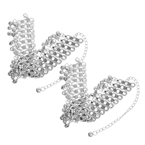 Healvian 2 Stück Vintage Glocken Fußkettchen mit Quasten Verstellbare Fußkette im Tribal Stil Mehrlagig für Frauen Geeignet für Bauchtanz Strandfestivals und Sommer Sandalen von Healvian