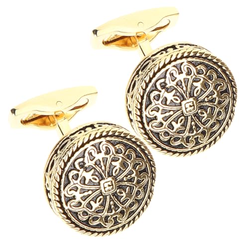 Healvian 2 Stück Vintage Goldfarbene Manschettenknöpfe für Herren Hochwertige Cufflinks mit Filigranem Design für Anzüge Hochzeiten Besondere Anlässe von Healvian