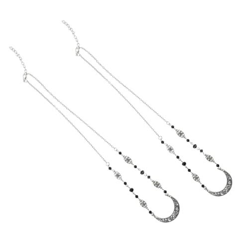 Healvian 2 Stück Vintage Haarkette Teiliges Mond Halbmond Kopfschmuck aus Legierung und Verstellbar als Haar oder Halskette für Damen und Mädchen Boho Accessoire von Healvian