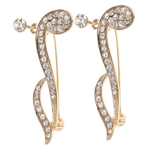 Healvian 2 Stück Vintage Musiknoten Brosche mit Strass Metall Zinklegierung Eleganter Schmuck für Damen und Herren Zeitloses Design für Abendkleider und Besondere Anlässe von Healvian