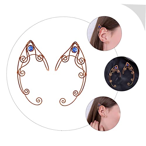Healvian 2 Stück Vintage Ohrclips Handgefertigt Goldfarbene Ear Ohrloch Damen Modeschmuck Stilvolle Elf ohrringe für Frauen und Mädchen von Healvian