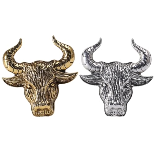 Healvian 2 Stück Vintage Ox Brooches aus Legierung Kreative Rinderkopf broschen in Gold und Silber Stilvolle Brustnadeln für Damen Geeignet für Party Alltag und Festliche Anlässe von Healvian