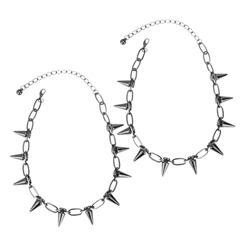 Healvian 2 Stück Vintage Punk Halskette mit Spike Design Streetstyle Choker für Damen Trendiges Gothic Schmuckaccessoire Vielseitig Kombinierbar für Party und Alltag von Healvian