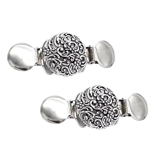 Healvian 2 Stück Vintage Sweater Clips Set Retro Cardigan Clips für Damen Vielseitige Kleidungsschmuck für Pullover Kleider Schals und Antik Silberne Broschen zur Dekoration von Healvian