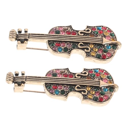 Healvian 2 Stück Vintage Violin Broschen mit Strass Retro Broschen für Kleidung Strickjacken und Schals Modische Schmucknadeln für Damen mit Musikalischem Design von Healvian