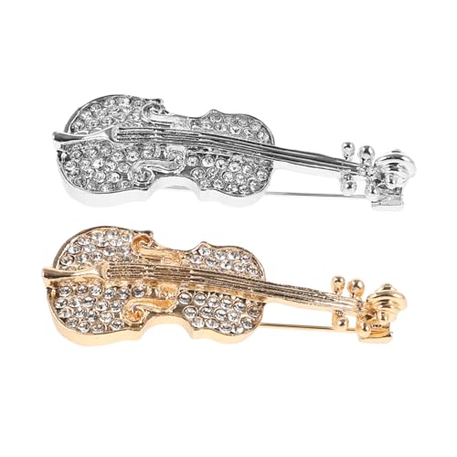 Healvian 2 Stück Violin Broschen aus Legiertem Vielseitige Anstecknadeln für Damen Sicherer Halt an Anzügen Mänteln und Pullovern Schmuck Dekoration für Kleidung von Healvian