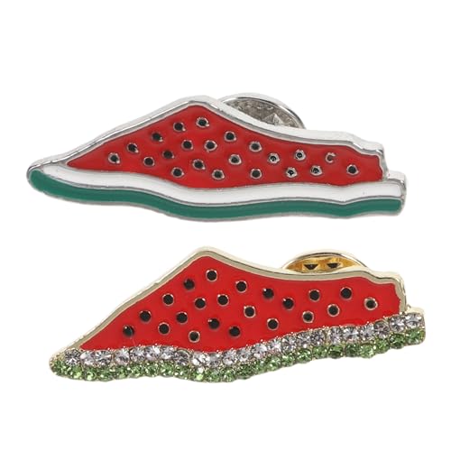 Healvian 2 Stück Wassermelonen Emaille Anstecknadeln mit Funkelnden Strass für Kragen und Taschen Lustige Brosche für Sommermode Geeignet für Frauen und Mädchen von Healvian
