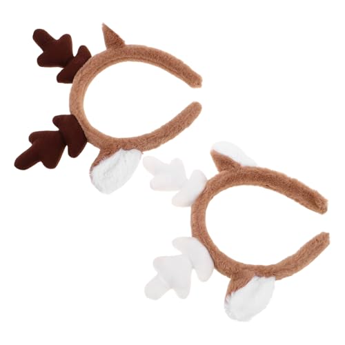 Healvian 2 Stück Weihnachten Haarband Geweih Haarreif Plüsch Kopfband für Damen Mädchen Festliche Frisur Accessoire für Kosmetik und Party von Healvian