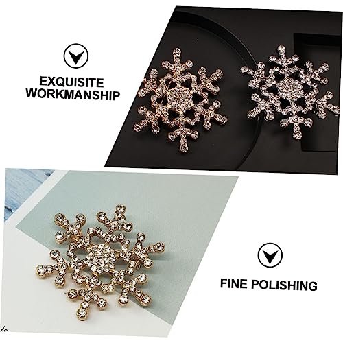 Healvian 2 Stück Weihnachtliche Schneeflockenbrosche Legierung und Strass Funkelnde Anstecknadeln für Damen Festlicher Schmuck für Party Hochzeit und Alltag Gold Silberfarben von Healvian