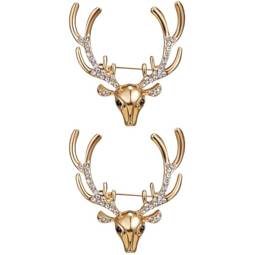 Healvian 2 Stück Weihnachts Elchbrosche mit Geweih Eleganter Anstecker für Kleidung Festliche Dekoration und Stilvolles Accessoire für von Healvian