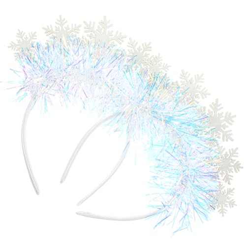 Healvian 2 Stück Weihnachts Haarreifen mit Schneeflocken Design Leicht und Bequem für Weihnachtsfeiern Kostüm Accessoires und Fotorequisiten von Healvian