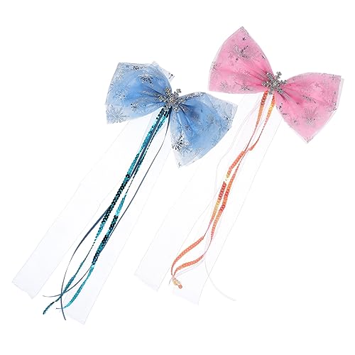 Healvian 2 Stück Weihnachts Schneeflocken Haarspangen mit Schleifen Bunte Haarnadeln für Mädchen für Festliche Anlässe und Täglichen Gebrauch von Healvian