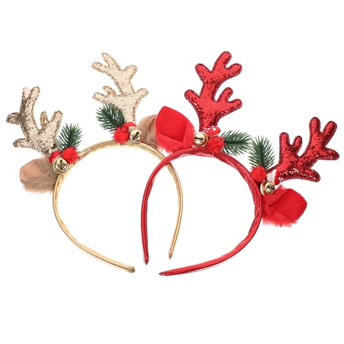 Healvian 2stücke Weihnachts-haarreifen Mit Rentiergeweih Festliche Antlers-stirnbänder Für Mädchen Weihnachts-accessoires Für Partys Und Fotografie von Healvian