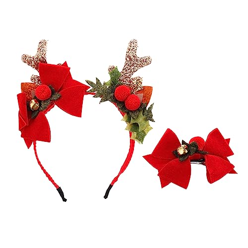 Healvian 2stücke Teiliges Set Weihnachts- -haarreif Mit Antlers Schleifen-haarclip Festlicher Kopfschmuck Für Und Mädchen Für Weihnachten Und Kostümpartys von Healvian