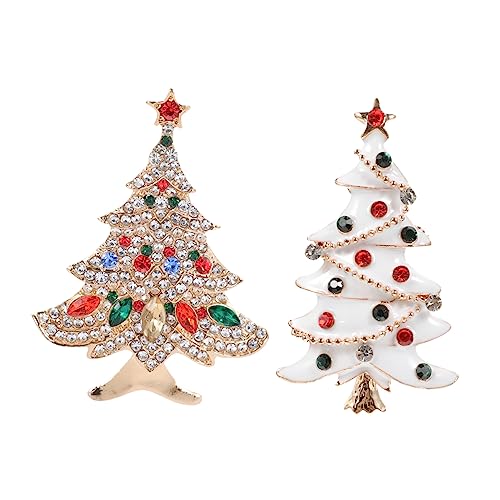 Healvian 2 Stück Weihnachtsbrosche Weihnachtsbaum Anstecknadeln Schmuck für Kleidung und Deko Festliche Brustnadeln für Winterfeiern von Healvian