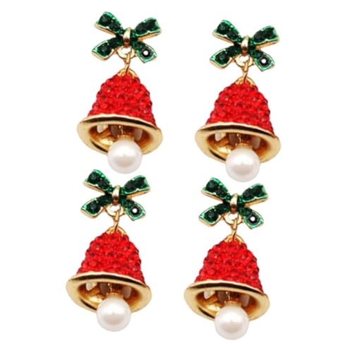 Healvian 2 Stück Weihnachtsohrringe Alloy Ohrstecker mit Schleifenanhänger Festlicher Schmuck für Weihnachtsfeier und Neujahr Langlebige Hypoallergene Accessoires von Healvian
