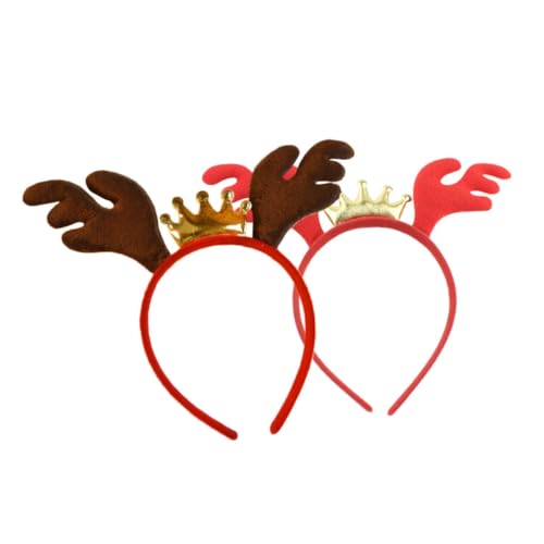 Healvian 2stücke Weihnachts-elch-haarband Mit Stilvollen Antlers Festliches Kopfschmuck Für Damen Für Partys Und Familienfeiern Rot Und Kaffee von Healvian