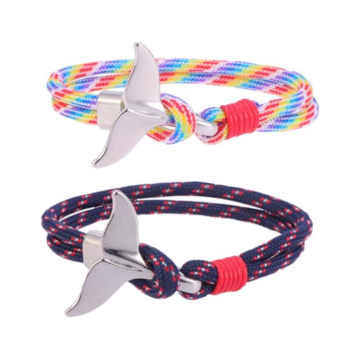 Healvian 2 Stück Whale Tail Armband Survival Schmuck mit Metallhaken für Männer Frauen Partnerarmband Handgefertigt Robustes Seilband für Freizeit und Alltag Healvian 2 Stück Whale Tail Armband Survival Schmuck mit Metallhaken für Männer Frauen Partnerarmband Handgefertigt Robustes Seilband für Freizeit und Alltag von Healvian