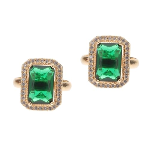 Healvian 2 Stück Zirkon Halskette Smaragdring Grün Ringe Für Frauen Zirkonring Verlobungsringe Aus Gold Für Damen Legierung Healvian 2 Stück Zirkon Halskette Smaragdring Grün Ringe Für Frauen Zirkonring Verlobungsringe Aus Gold Für Damen Legierung von Healvian