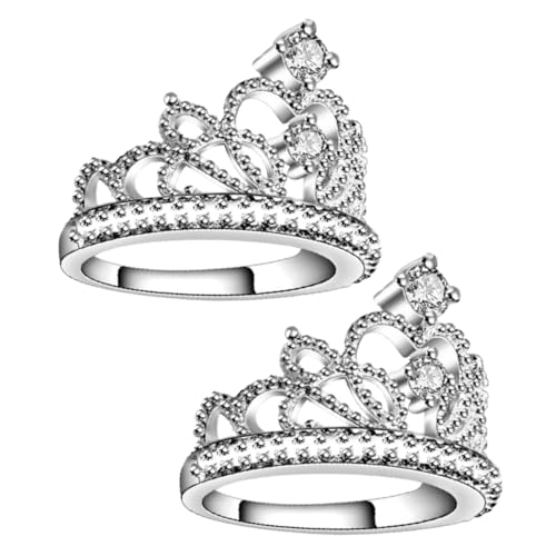 Healvian 2 Stück Zweiteiliger Kranzförmiger Zirkonring für Damen Hochwertiger Verstellbarer Ehering Weißem Kupfer für Verlobungen Hochzeiten und Täglichen Gebrauch von Healvian