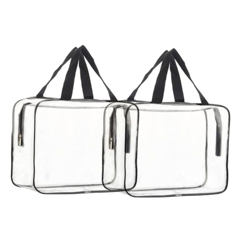Healvian 2 Stück wasserdichte Kosmetiktasche Transparente Makeup Aufbewahrungstasche mit Tragegriff Robuste Leichte Reise und Haushalts Organizer für Kosmetik und Toilettenartikel von Healvian