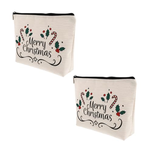 Healvian 2 Stück wasserdichte Kosmetiktasche aus Langlebigem Leinen mit Reißverschluss Tragbare Make Up Tasche für Reisen Multifunktionaler Kulturbeutel Geräumig und Leicht für Damen und von Healvian