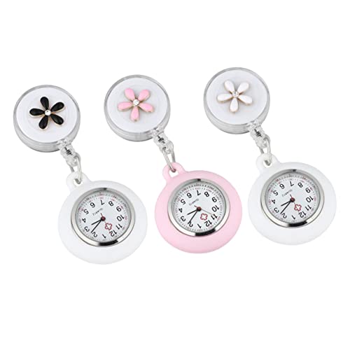 Healvian 2 Stück Blumenmuster Taschenuhren für Krankenschwestern Quarzuhr mit Verlängerung Medizinische Hängeuhr Praktische Kleiner Uhr für Ärzte von Healvian