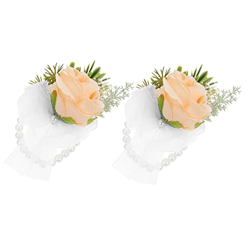 Healvian 2 Stücke Handgelenk Blume Corsage Armband Prom Hochzeit Zubehör Brautjungfer Braut Bands Karpaltunnelsyndroms Handgelenk Decor Seidenblume von Healvian