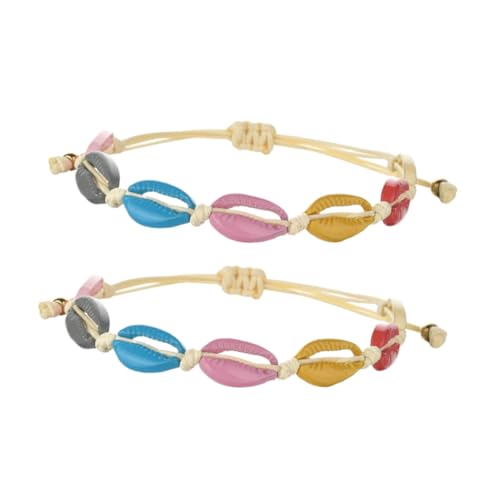 Healvian 2 Stücke Shell Armband Armbänder Puka Shell Fußkettchen Meer Shell Schmuck Wellen Armband Legierung von Healvian