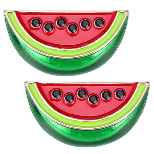 Healvian 2 Stücke Wassermelone Brosche Süße Wassermelone Pin Niedliche Emaille-Anstecknadel Kragen Revers Abzeichen Fruchtförmige Cartoon-Broschen Für Schal, Hüte, Taschen, Reverskragen von Healvian