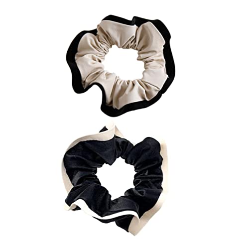 Healvian 2stücke Teiliges Leder-haargummis Schwarz Und Beige Stilvolle Haarbänder Für Und Mädchen Langlebige Und Haaraccessoires Für Haartyp von Healvian