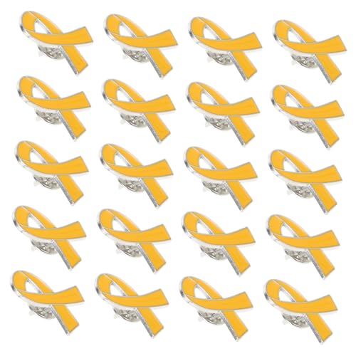 Healvian 20 Stück Gelbe Metall Anstecknadeln mit Emailliertem Schleifen Design Symbolische Abzeichen für Charity und Gesundheitsbewusstsein für Spendenaktionen und Team Events von Healvian