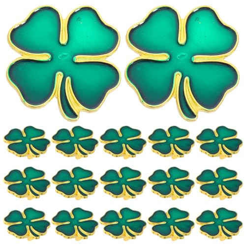 Healvian 20 Stück Kleeblatt-Anstecknadeln zum St. Patrick's Day, Kleeblatt-Broschen, Patrick Day, dreiblättriges, Anstecknadeln für Frauen, irische Festivals, Souvenirgeschenk, Grün von Healvian