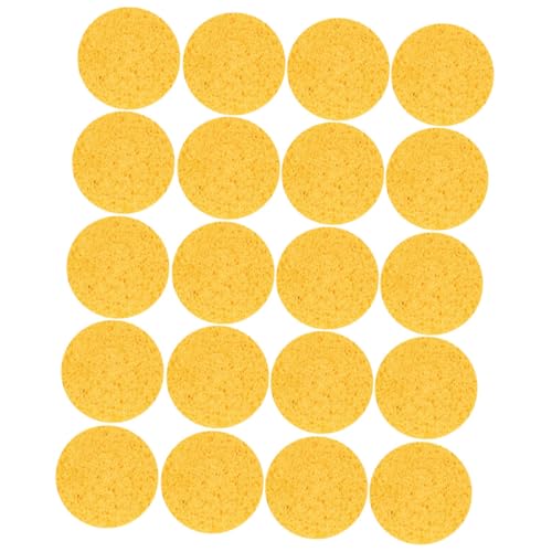 Healvian 20 Stück Runde Reinigungsschwämme aus Viskose für Sanfte Gesichtspflege Make up entferner Puderquasten Hautfreundlich Gelb für Reisen und Tägliche Anwendung von Healvian